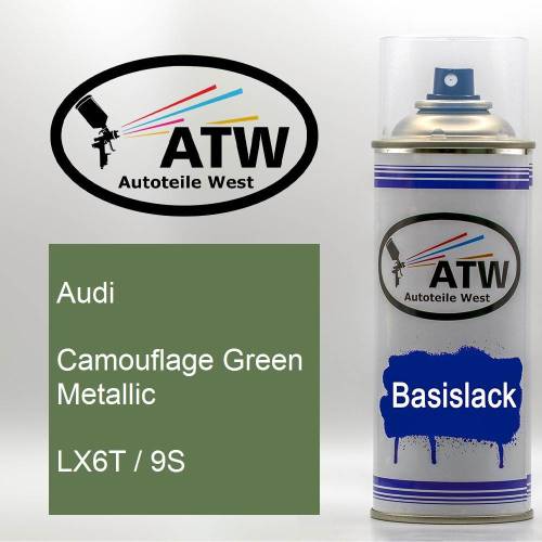 Audi, Camouflage Green Metallic, LX6T / 9S: 400ml Sprühdose, von ATW Autoteile West.